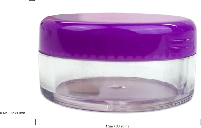Beauticom 5G/5ML Round Clear Jars with Purple Lids for Cosmetics, Medication, Lab and Field Research Samples, Beauty and Health Aids (Quantity: 200 Pieces)