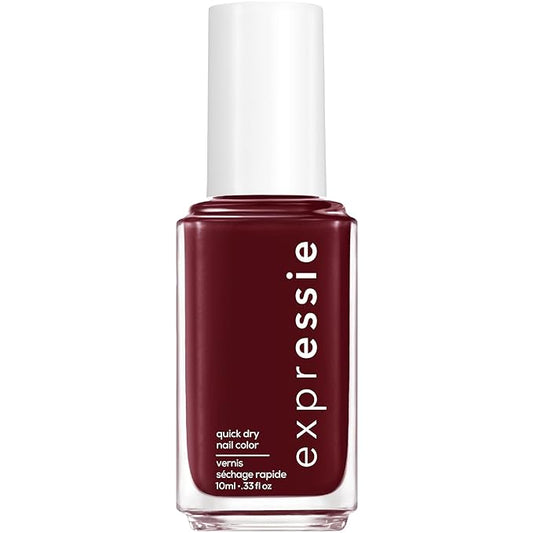 Essie expressie, Quick-Dry Nail Polish, 8-Free Vegan, Deep Burgundy, Not So Low-key, 0.33 fl oz