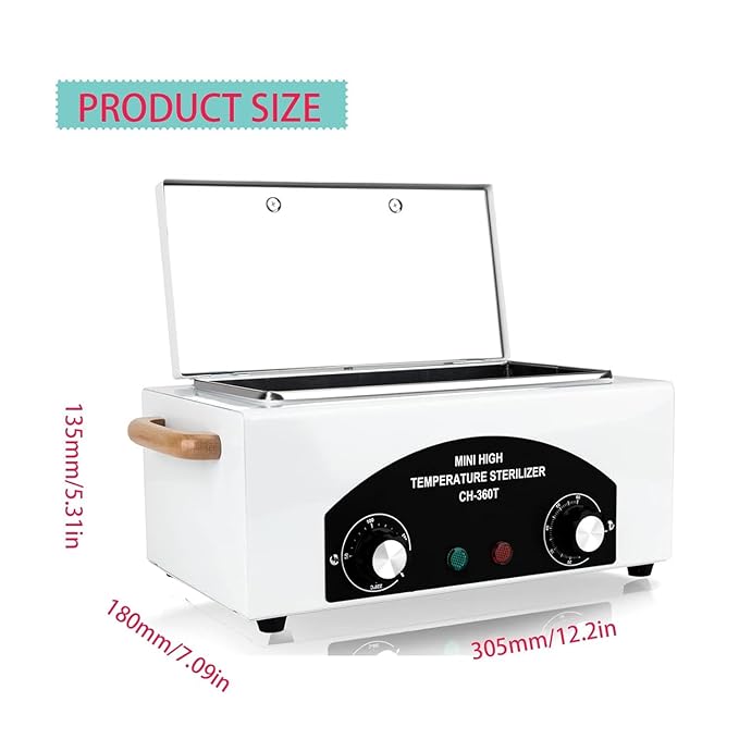 High Temperature Metal Tool Cleaning Box with Timer 110V 300W 1.5L Dry Heat Cabinet with Adjustable Temperature and Handle for Beauty SPA Salon Barber Metal Equipment Cleaning