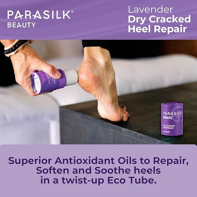 Parasilk Beauty Lavender Heel Repair Moisturizing Stick for Dry, Cracked Feet. Superior Antioxidant Oils & Wax Repair & Soften Dry Skin