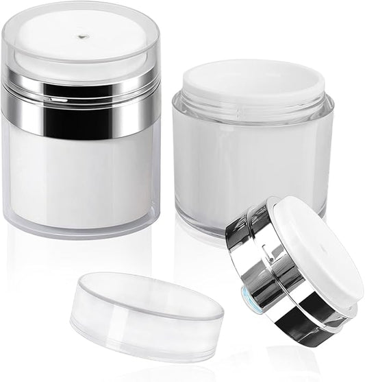 2Pack 100ml Airless Pump Jar - 3.5 Oz Moisturizer Pump Dispenser, Travel Lotion Container Vacuum Bottle for Skin Care, Thick Moisturizer, Skincare Cream