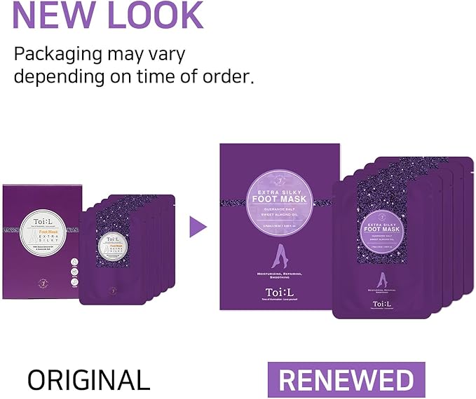 Extra Silky Foot Mask 5 Pairs, Post-Peeling Foot Care Treatment, Moisturizing Socks with Guerande Salt & Sweet Almond Oil for Dry Feet, Cracked Heels, and Callus