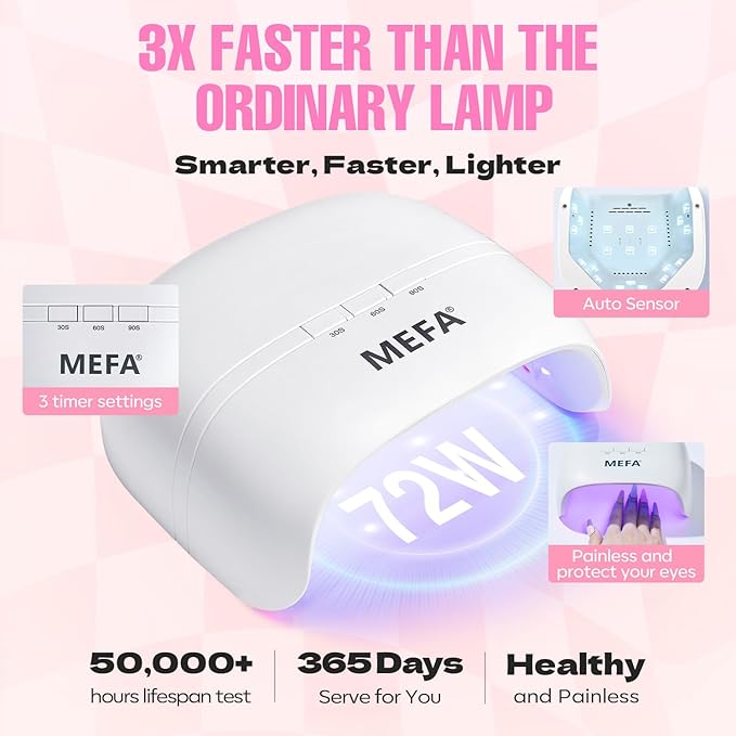 MEFA 60 Pcs Gel Nail Polish Kit with U V Light, 32 Colors All Seasons Soak Off Gel Polish Nail Set with Matte/Glossy Glitter Base Top Coat Manicure Tools Nails DIY Decorations Gifts for Women