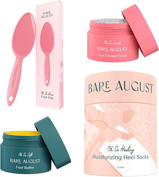 Bare August Pure & Natural Exfoliating Treatment - Soothes Skin, Softens Calluses, Eases Dry Cracks, Removes Dead Skin For Soft, Smooth Feet - Pedicure Care For Women & Men
