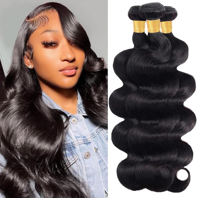Cirvty 12A Human Hair Bundles 18 18 18 Inch Body Wave Bundles Human Hair Weave 3 Bundles Human Hair Deals Human Hair Weft Unprocessed Human Hair Bundles 100% Brazilian Human Hair Bundle Natural Black