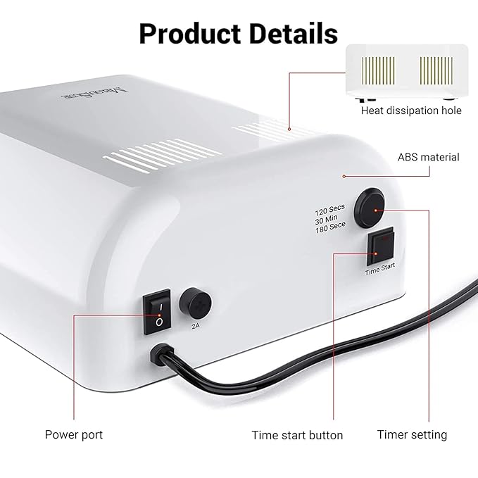 MelodySusie 36W Nail Lamp for Resin, Pro04 Professional Gel Nail Polish Curing Lamp with 3 Timer Setting, Sliding Tray for Manicure Pedicure,Great for Resin,White