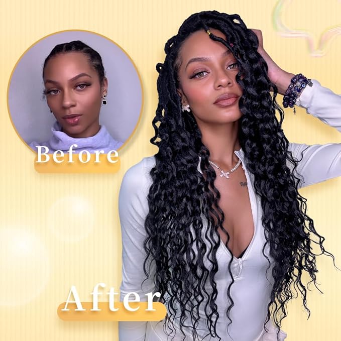 14 Inch 8 Packs Blonde Crochet Hair for Women Discover Beautiful Goddess Locs Crochet Hair Faux Locs with Curly Ends Trendy Crochet Locs for Every Occasion