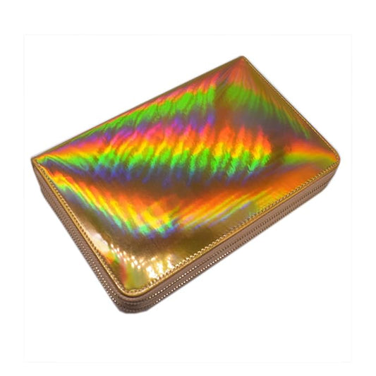 216 Slots Stamping Plate Holder Case Rainbow Laser Design Round Square Rectangular Nail Art Stamp Template Organizer 1pcs Empty Nail Art Plate Case Bag (gold - 216 Slots)