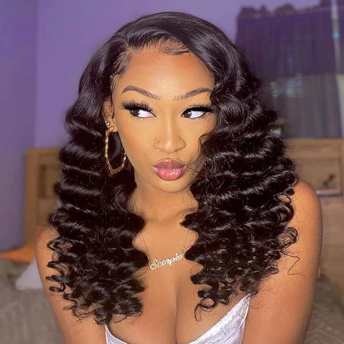 Loose Deep Wave Bundles with Closure 12 14 16+10 Inch 100% Unprocessed Virgin Brazilian Hair Bundles Wavy 3 Bundles and 4X4 HD Lace Closure Natural Color Hair Bundles with Closure