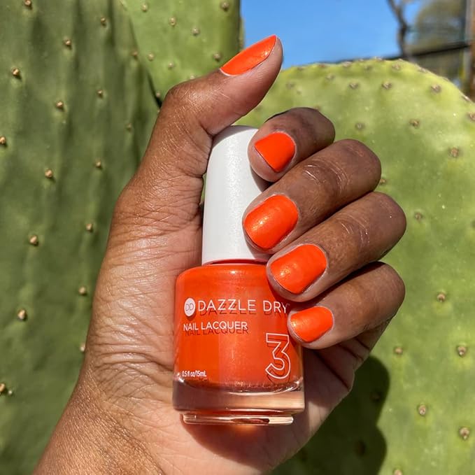 Dazzle Dry Nail Lacquer (Step 3) - Poppy Poison - A bright orange with gold shimmer. Full coverage shimmer. (0.5 fl oz)