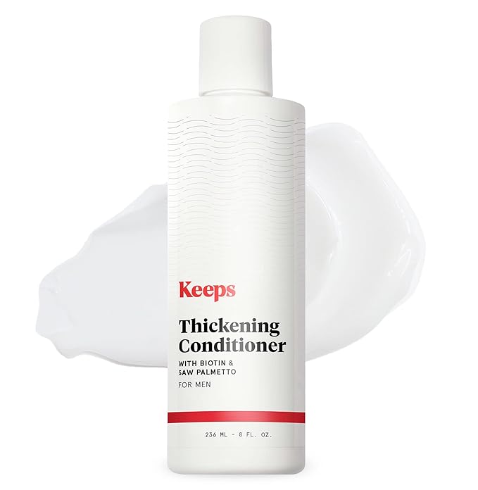 Keeps Hair Regrowth Treatment Mens Conditioner for Fuller, Thicker Looking Hair, 8 oz - Thinning and Hair Growth Conditioner for Men - DHT Blocker - Infused with Biotin, Caffeine, & Saw Palmetto