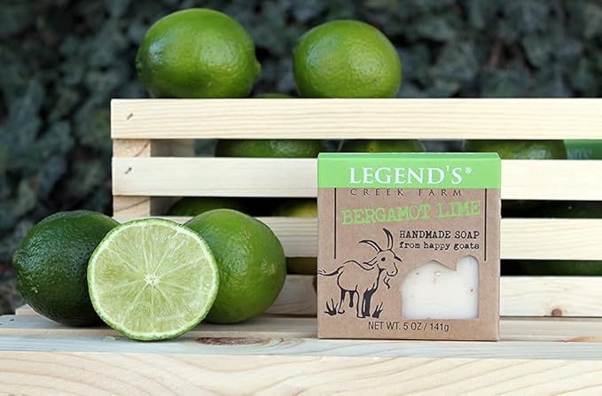 Legend's Creek Farm Goat Milk Soap - Cleansing Moisturizing Soap Bar for Hands and Body - 5 Oz Creamy Lather, Nourishing, Gentle Natural Soap for Sensitive Skin (Bergamot Lime, Pack of 1)