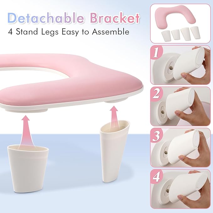 Arm Rest for Nails Tech Professional Manicure Hand Rest Pillow U-Shaped Soft PU Leather Detachable Manicure Hand Rest for Nails Toenails and Acrylic Nails Tech Pink