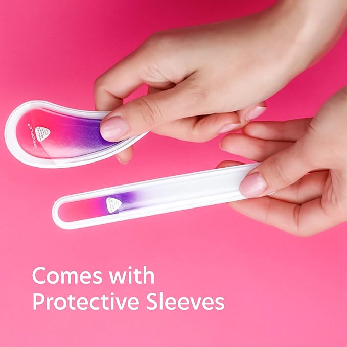 BONA FIDE BEAUTY Czech Glass Nail File Set, Ergo Nail File Value Bundle - His and Hers Gifts