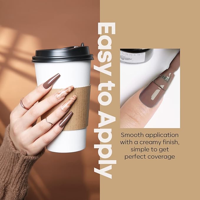 modelones Gel Nail Polish Set - 6 Colors Skin Tone Nude Gel Polish Brown Beige Khaki Nail Gel Polish Set Neutral All Skin Tones Soak Off French Nail Art Manicure DIY Home Salon Gift