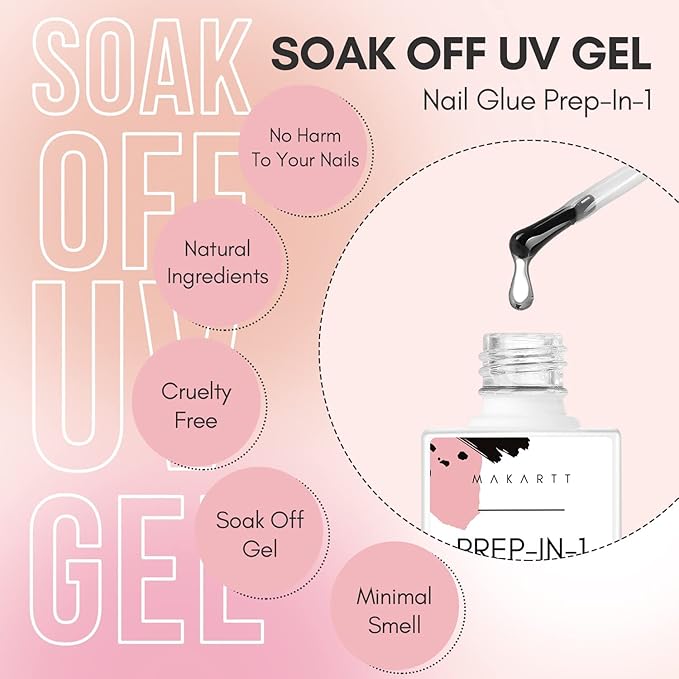 Makartt Nail Primer Natural Nail Dehydrator Primer for Acrylic Nails Gel Polish Bundle UV Nail Glue Gel for Fake Nails(Curing Needed), 3 in 1 Super Strong Acrylic Nails Glue