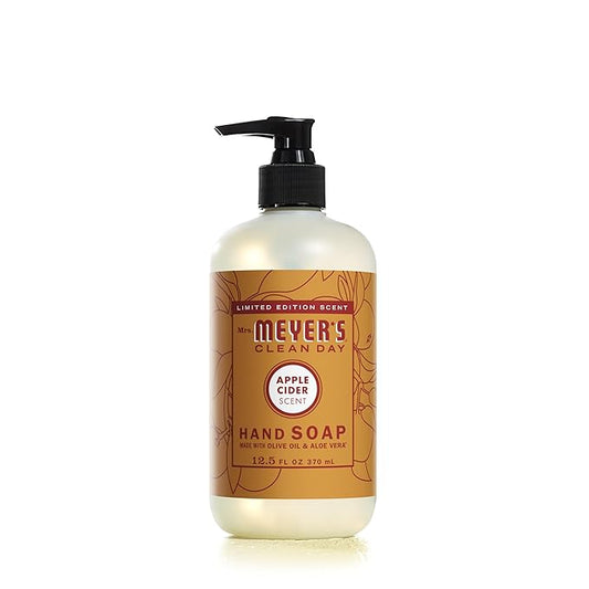 MRS. MEYER'S CLEAN DAY Liquid Hand Soap, Cruelty Free & Biodegradable Hand Wash Made with Essential Oils, Apple Cider Scent, 12.5 Fl oz Bottle (Pack of 1)