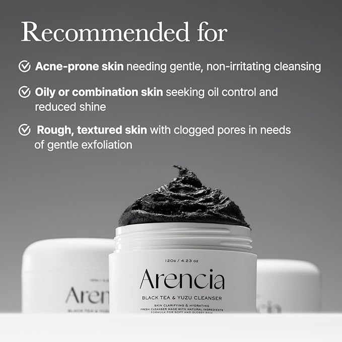 ARENCIA Black Tea Rice Mochi Face Cleanser, 120g, Pore Care, Sebum Control, Oily Skin