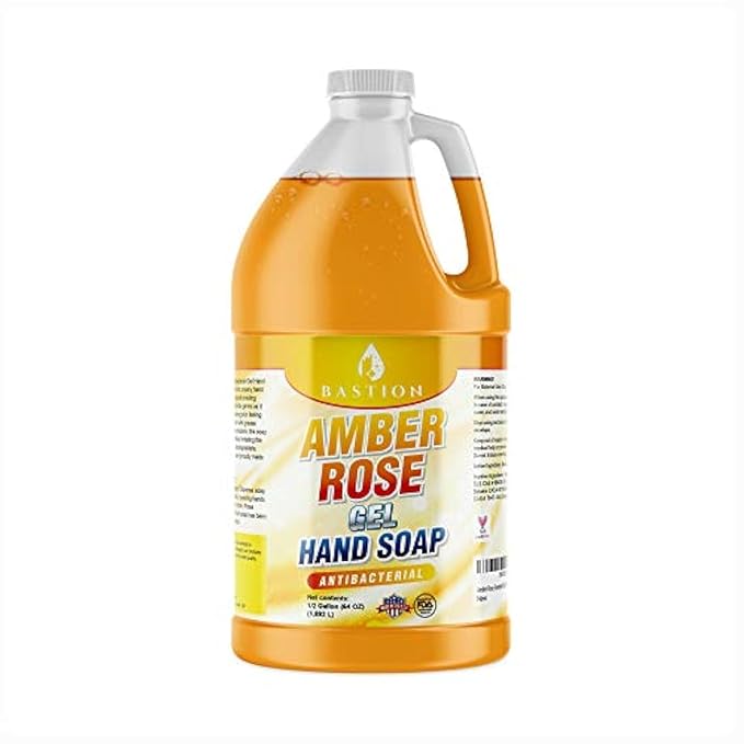 Bastion Antibacterial Hand Soap: Amber Rose Gel Hand Wash : Bulk Refill 1/2 Gallon (64 oz). Sweet Warm Amber Rose Scent. Bulk Hand Wash. Non-toxic. Made In The USA. (Half Gallon - 64 oz)