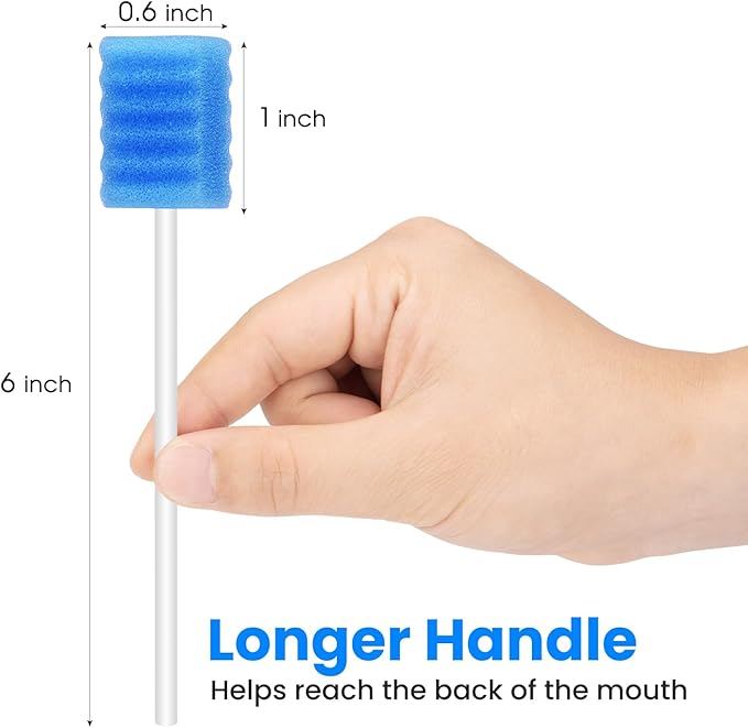 300 Pcs Oral Swabs-Unflavored & Sterile Disposable Dental Swabsticks for Mouth Cleaning- Individually Wrapped (Dental Blue)
