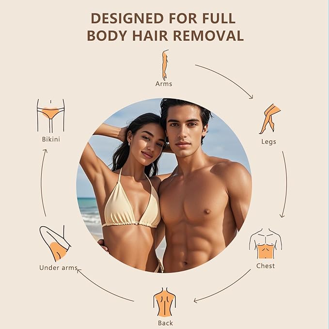 Sugar Wax Kit for Hair Removal: 300g Body & Face Organic Sugaring Paste for Personal Home Use and Professional Salon Use - with 20pcs Wax Strips, 10pcs Sticks, 20pcs Cleaning Oil Wipes