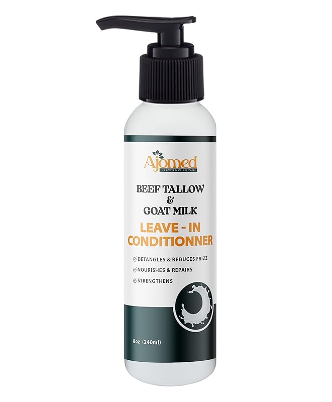 Beef tallow & Goat milk Leave-In Conditioner| Handmade hair Detangler- Anti-Frizz dreadlock moisturizer-Split Ends Breakage (8 Fl Oz (Pack of 2))