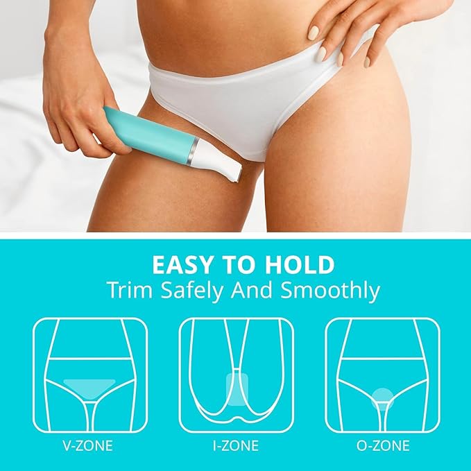 Bikini Trimmer for Women Pubic Hair: Eletctric Razors for Women - Rechargeable Eletctric Shaver for Women - Painless Bikini Trimmer Waterproof IPX7 for Body Hair Tiffany Blue