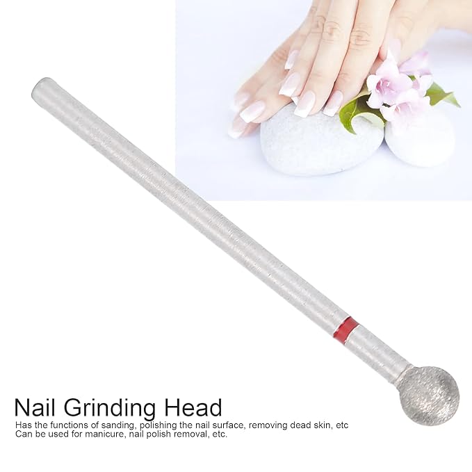 Nail Drill Bits, 50pcs Spherical Nail Drill Bits Set Dead Skin Removal Nail File Bits Grinding Head Accessory for Acrylic Gel Nails Cuticle Manicure Pedicure(5.0mm)