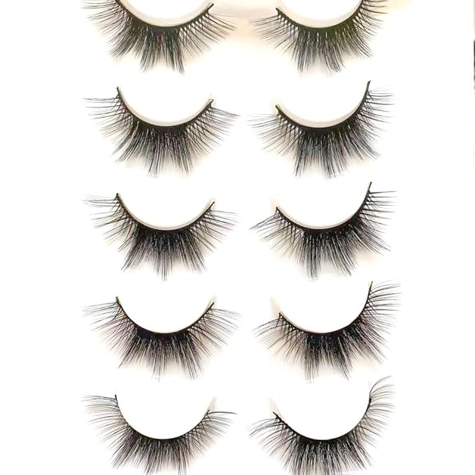 Sunniess Ombre Colored Lashes Silk Protein Fluffy Wispy Volume Fake Lashes for Halloweens Cosplay Party Stage Russian D Curl Lashes with Color Make up Faux Mink False Eyelashes 5 Pairs (5ce-01)