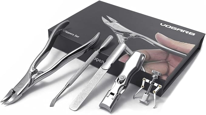 Toe Nail Clippers for Seniors Long Handled Toenail Clippers for Men Thick Nails, Large Ergonomic Ultra Sharp Heavy Duty Stainless Steel, 5pcs Set