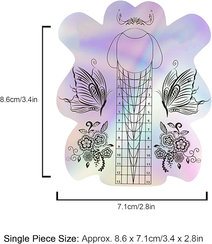 300pcs Nail Extension Sticker - Thicken Self Adhesive Nail Art Extension Sticker Nail Form Nail Art Form Nail Extension Form Beautiful Pattern Nail Gel Forms for Women