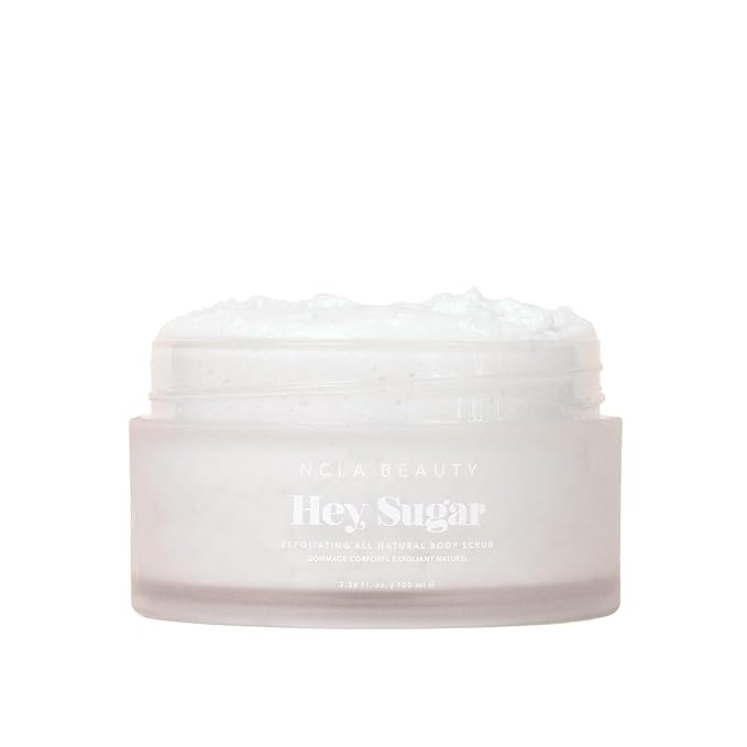 NCLA - Hey, Sugar Body Scrub | Smooth, Exfoliate, Hydrate Skin | Shea, Mango + Cocoa Butters | Vegan, Cruelty-Free, Clean Skincare (Coconut Vanilla; 100g | 3.38 oz)