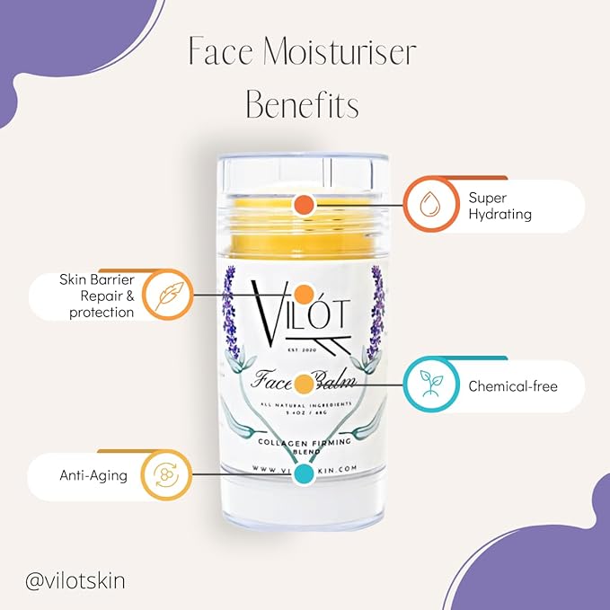 Vilót Skin Face Balm for Skin Barrier Repair, Dewy Collagen Moisturizer, Fine lines & balanced skin tone - 2.4 oz