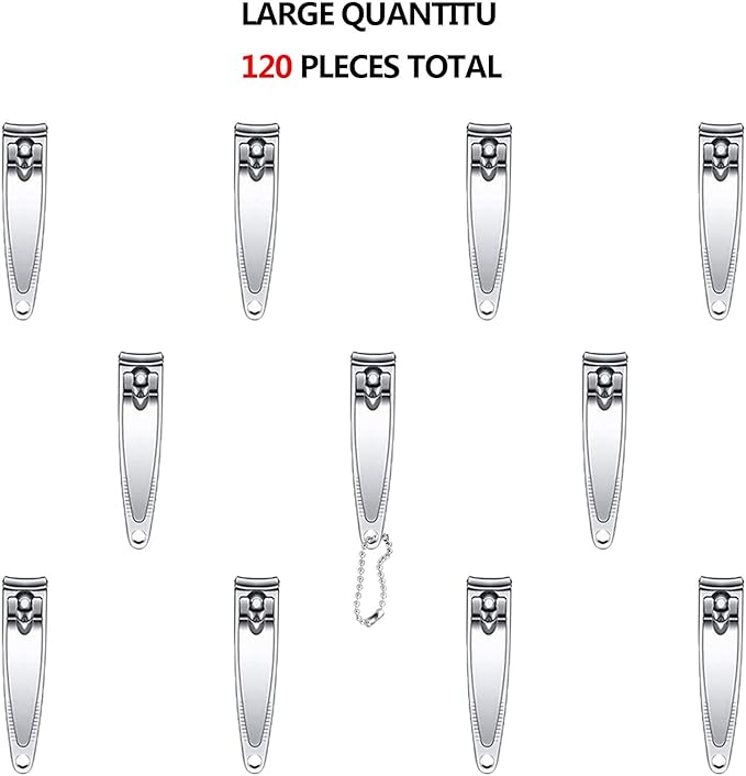Haploon Nail Clippers Bulk 120 Pcs Nail Cutters Bulk Nail Clippers with Chain Stainless Steel, Nail Clipper Cutter Set for Men Women with Keychain