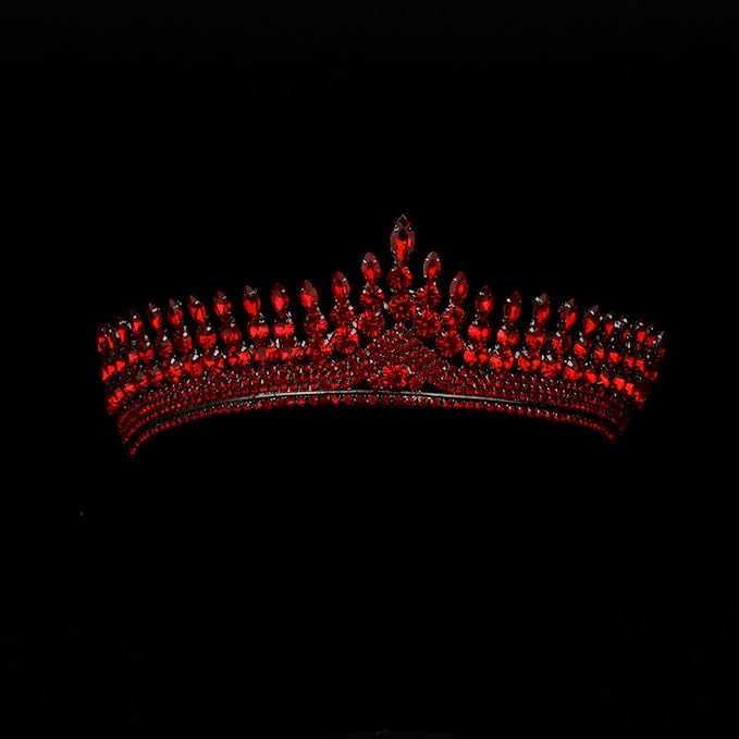 LIMELIA Women's Tiara for Henna Wedding Party|Glitter Hair Accessories for Bridal Birthday Pageant Prom Halloween Cos-play Christmas Party|Antares-Red