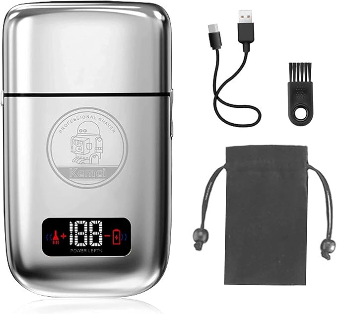 KEMEI Electric Razors for Men, Professional Cordless All Metal Electric Razor, Lithium Titanium Razors, USB Rechargeable Facial Beard Trimmer