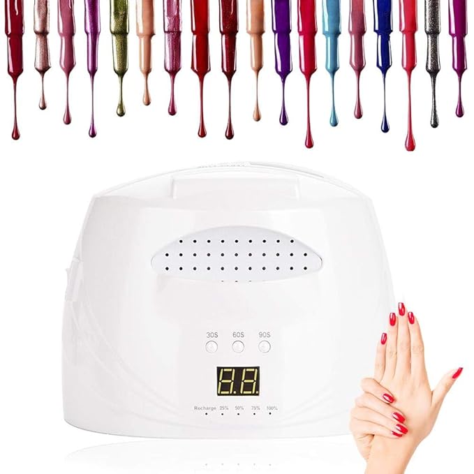 ZJchao 48W LED Nail Gel Lamp, LED Nail Lamp Nail Dryer Machine with 3 Timer Setting Smart Sensor for Fingernail Gel Polish Curing Nail Art Painting Tools Nail Light Nail Curing Dryer (US Plug)