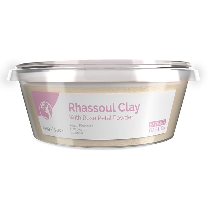 Fatima's Garden Rhassoul with Rose Petals - Soothing Face & Hair Mask, 150g
