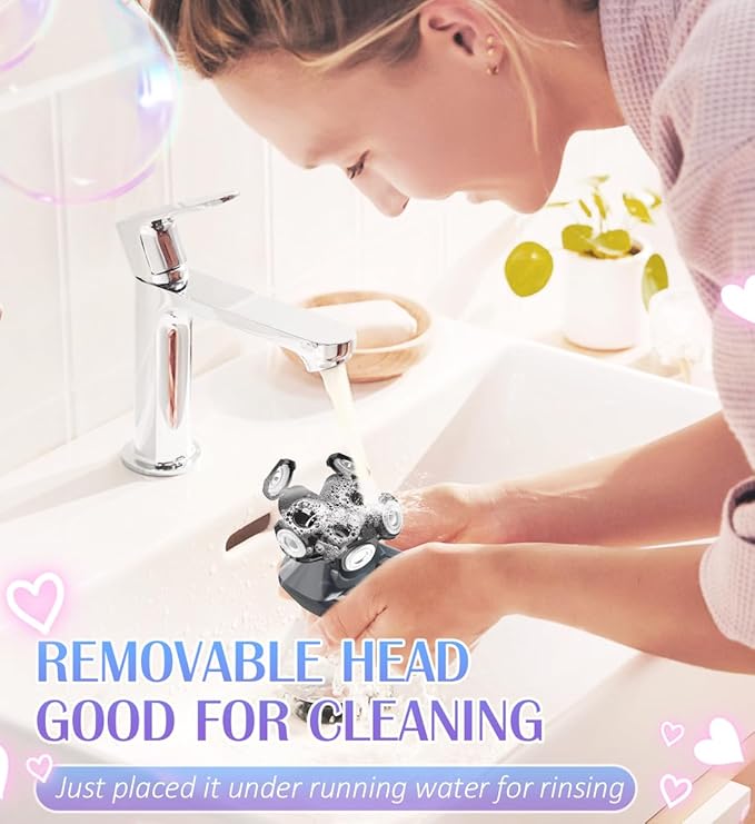 Electric Razors for Women,6 in 1 Womens Electric Leg Shaver Cordless Painless Facial Hair Removal for Arms and Underarms Bikini Trimmer,Portable and Safe Wet and Dry Use Women Shaver,White Black