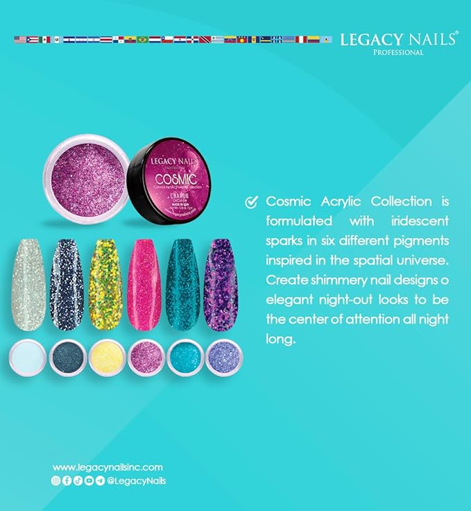 Legacy Nails Professional COLLECTION Acrylic Powder Kit 6 Colors Nail Art Set for Manicure DIY for Dip & Acrylic Nail Extensions (COSMIC COLLECTION)
