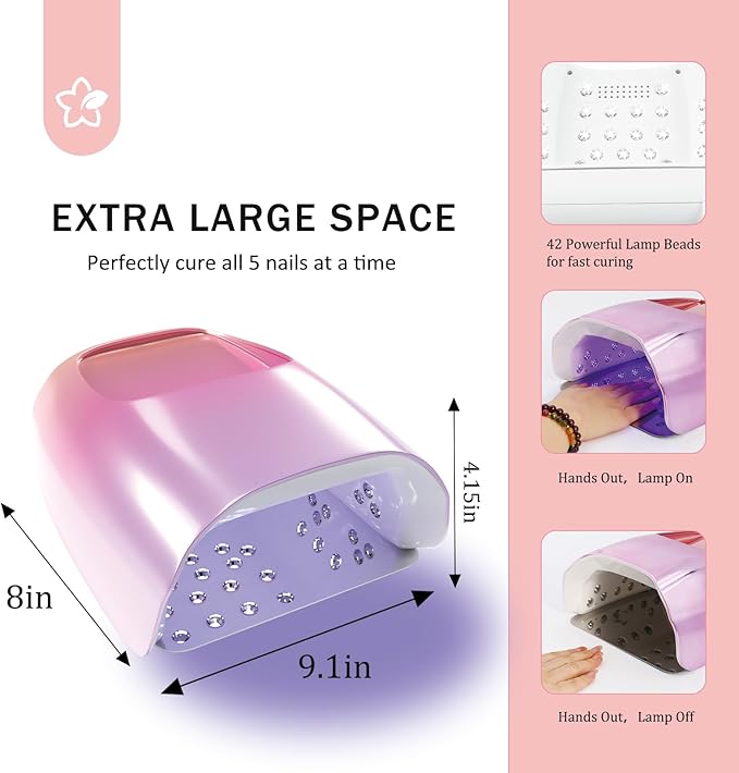 126W Cordless Rechargeable UV LED Nail Lamp,Professional UV Light for Gel Nails Gel Curing Lamp with 4 Timer Setting Auto Sensor, LED Nail Dryer for Fingernail and Toenail Home Salon