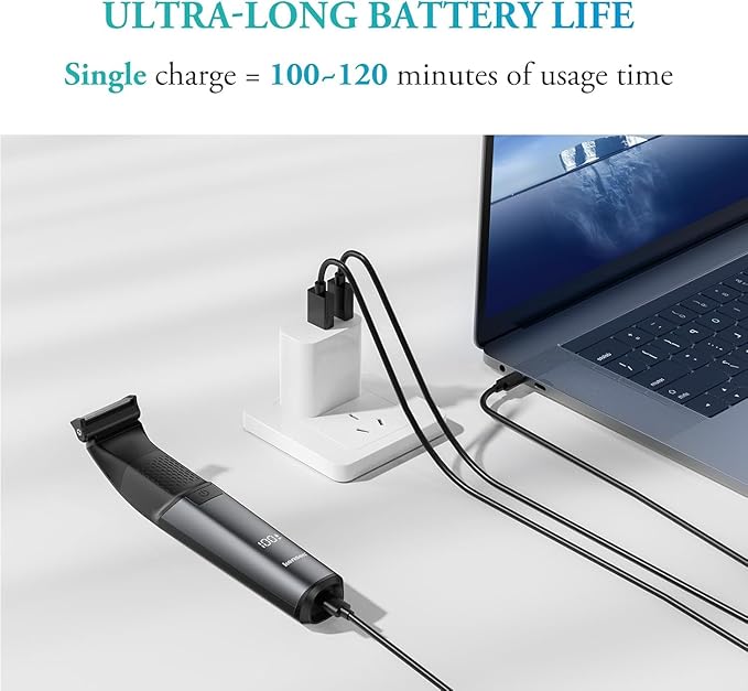 Body Hair Trimmer for Men - 6.0 Upgraded Mens Beard Trimmer, 2-in-1 Dual-Head Groin & Pubic Hair Trimmers for Privates IPX6 Waterproof Wet/Dry Use Rechargeable Body Shavers for Men Ball Shavers