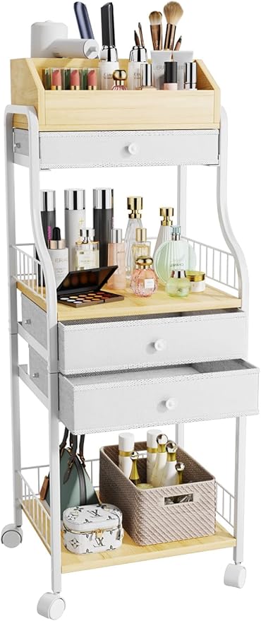 HapiRm Floor Makeup Organizer Storage - Vanity Skincare Make Up Organizers and Storage with Drawers, Cosmetics Display Cases Holder for Skin Care Nail Polish Perfume Makeup Brush