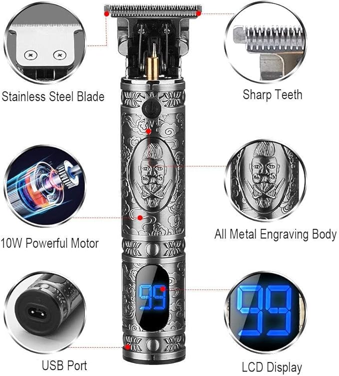RESUXI Hair Clippers for Men Hair Trimmer for Barbers,Professional Cordless T Blade Trimmer, Beard Edger Liners,Barber Shavers,Ornate Knight Close-Cutting Hair Machine