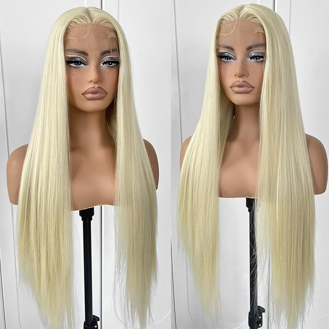 613 Wigs Long Straight Lace Front Wigs White Glueless Straight Hair Lace Front Wig Pre Plucked Synthetic HD Lace Front Wig 32inch