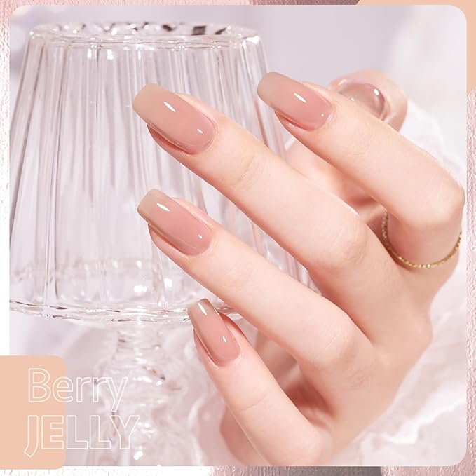 GAOY Poly Nail Extension Gel Kit and Jelly Gel Nail Polish Set, 8 Translucent Nude Pink Brown Neutral Sheer Colors Kit