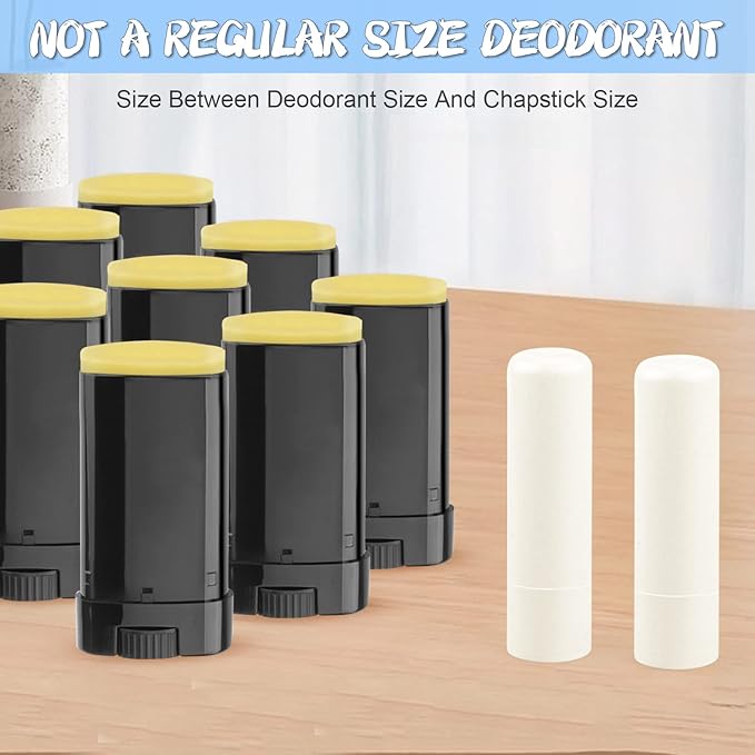 50 Pack 0.5 oz/15ml Black Sample Deodorant Container,Empty Oval Twist-Up Plastic Tubes Containers for Chapstick,Large Lip Balm,Lotion Bar Sticks,Perfume Solid Lotion,Homemade Salve,Pocket Deodarant