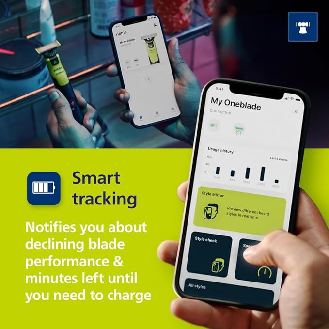 Philips Norelco OneBlade 360 with Connectivity Hybrid Face + Body, Electric Beard Trimmer, Shaver & Body Groomer with 360 Blade Tech, 1x360 Blade, 5-in-1 Comb, Body Kit, Travel Case, QP4631/90