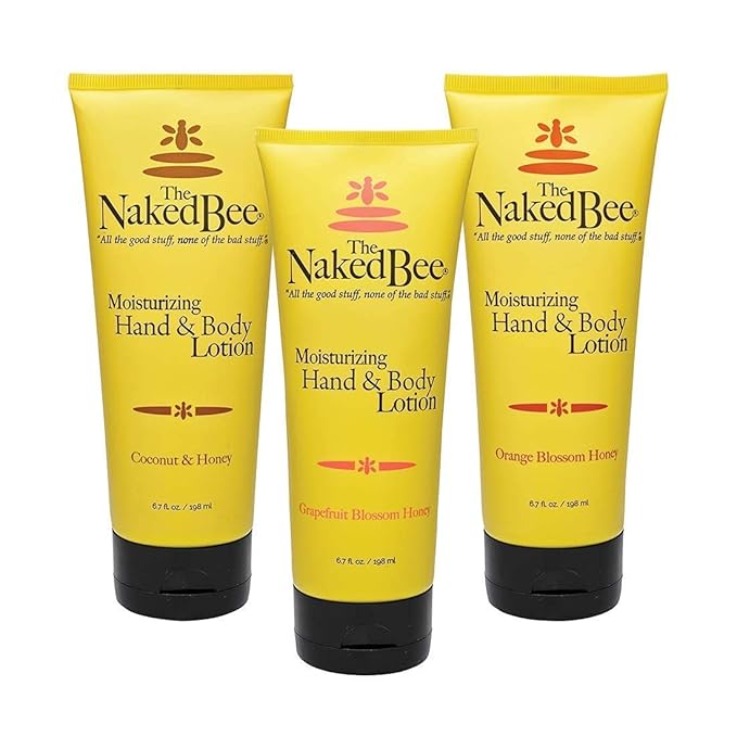 The Naked Bee Orange Blossom Honey, Grapefruit Blossom Honey and Coconut Honey, Hand & Body Lotion, 6.7 Oz - 3 Pack + Lip Balm Sampler, Coconut & Honey, Pomegranate & Honey, Grapefruit Blossom Honey