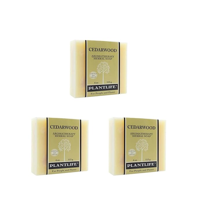 Plantlife Cedarwood 3-Pack Bar Soap - Moisturizing and Soothing Soap for Your Skin - Hand Crafted Using Plant-Based Ingredients - Made in California 4oz Bar